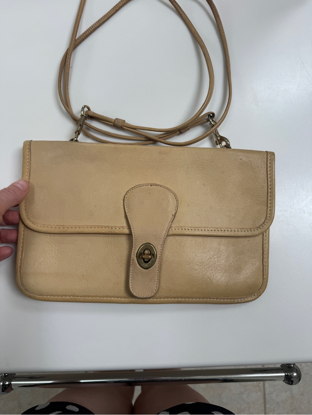 Vintage Coach Bonnie Cashin Double Turnlock Twin Clutch Shoulder Bag Rare Tan - Picture 4 of 13